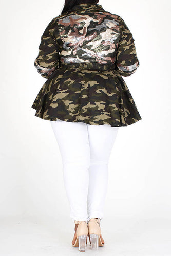 Short Sleeve Sequin Army look Jacket